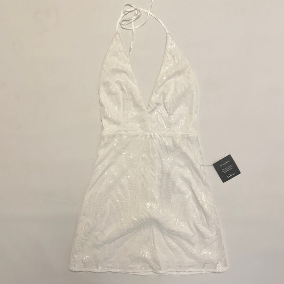 Lulus | White | Sequin | V-Neck | Backless | Mini | Dress | Size XS - Picture 5 of 15